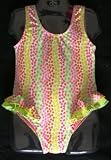 Girls Double Ruffle Ballerina Swimsuit Pastel Ditsy Flowers