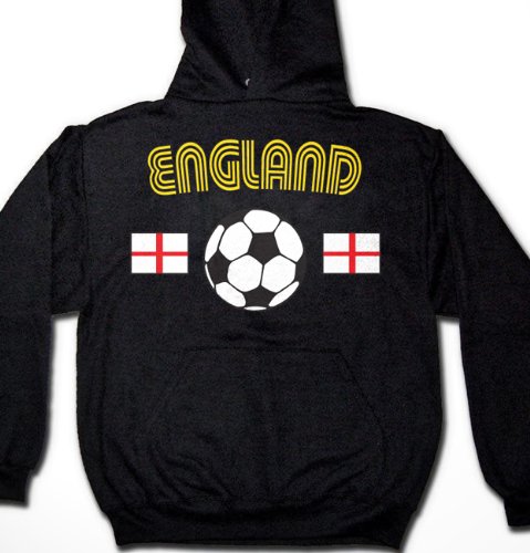England Flags International Soccer Sweatshirt, English Pride Mens Hoodie, Medium, Lt-Gray