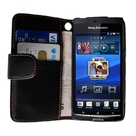 Noire Cuir Pochette Etui Pour Sony Ericsson Xperia Arc X12 De Yousave