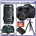 Canon 7D 18MP Digital SLR w/ 18-135mm IS Lens + Canon EF 70-300mm IS USM Lens + Spare LP-E6 Battery + Canon Bag + Two (2) Canon UV Filters + Velbon Tripod + 32GB 133X CF Card