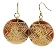 Stunning Mother of Pearl Dangle Disk Earrings - Gold & Tortoise Geometric Design