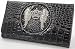 Black Mock Croc Snap Close Wallet - Vegan Friendly