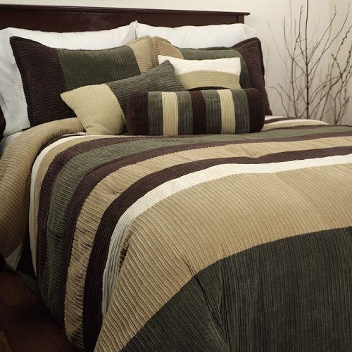 Epoch Hometex, Inc Geo Full Bed Set, Olive Epoch Hometex, Inc Geo Full Bed Set, Olive
