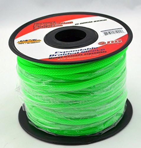 GREEN 1/4 100FT BRAIDED EXPANDABLE FLEX SLEEVE WIRING HARNESS LOOM WIRE COVER