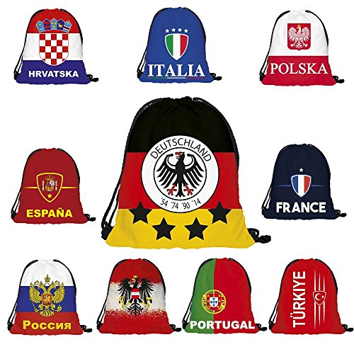 Fanartikel Rucksack Turnbeutel EM & WM 10 Länder Gymsack (Deutschland)