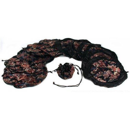 12 Cinch Jewelry Bags Black Chinese Drawstring Pouches