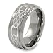 Ridged Edge Polished Tungsten Carbide Ring with Celtic Knot Laser Design (9.0mm) - Sizes 5 - 13