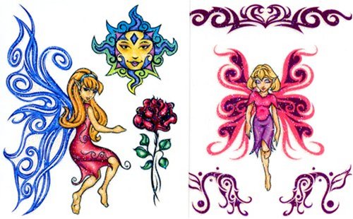 50+ Glitter4Girls Temporary Tattoos - fairies, butterflies, hearts, dragonfly most with glitter