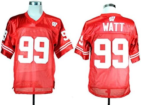 WEENKS Men's J.J Watt 99 Wisconsin Badgers College Football Mesh Jersey XXL Red