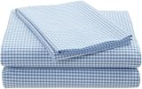 Pinzon Kids Gingham Twin Sheet Set, Light Blue