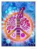 51DpXsu7dcL. SL160  60s Style Peace Sign with Guitar Neck Giclee Poster Print, 12x16