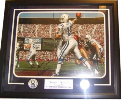 Peyton Manning Framed Autographed/Hand Signed Indianapolis Colts 16x20 Photo In End Zone