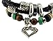 Love Heart Design Zen Adjustable Braided PU Leather Bracelet (Black Braided)