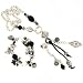 Jewelry : Metal Glass Bead Necklace Bracelet Set Charm Heart Black Silvertone By Bucasi