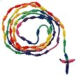 Multicolored Knotted Twine Rosary - 30'' Necklace - 19'' Overall Length