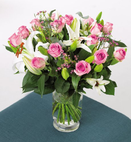 Extra Large Rose and Lily Bouquet with 50percent Extra Roses Free
