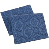 Mahogany Jacquard Runner, 13 by 72-Inch, Medallion Navy Blue
