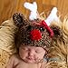 Melondipity Boy or Girl Handmade Reindeer Beanie Baby Hat -Christmas Holiday Cap