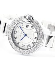 Best Womans Watch Fabulous Crystal Analog Plastic Bracelet Quartz Wrist Lady Women Watch (White)