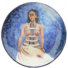 Frida Kahlo Portrait on 18 1 2 Inch Ceramic Plate - Hand Painted by Casa Cordova Imports Creative Ventures