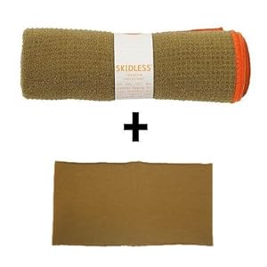Moss yogitoes® mat size SKIDLESS® yoga towel + olive green hBand stretchy headband combo by Absolute Yogi®