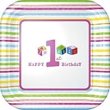 Baby Girl's First Birthday Paper Dinner Plates 8ct