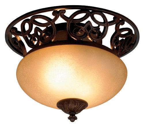 Eurofase 13416-010 Castello 2-Light Flushmount, Antique Bronze/Indian Scavo