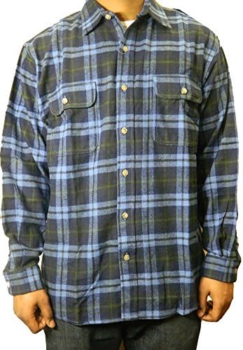 Men's Moose Creek Flannel Plaid Button Down Shirt (X-Large Tall, Ocean Blue)