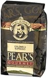 Pear's Gourmet Coffee, Colombian Supremo, Whole Bean, 32-Ounce Bags (Pack of 4)