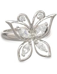 Sterling Silver Simulated Diamond Butterfly Ring