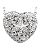 14K White Gold Diamond Heart Locket/Necklace