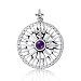 Bling Jewelry Sterling Silver Round Compass Pendant with Amethyst Gemstone