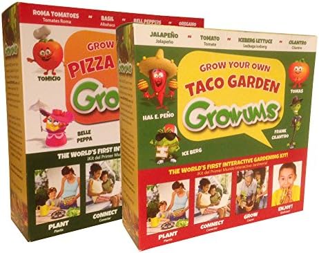 Growums Self Watering Seed Starter Kit Taco and Pizza Garden For Kids Bundle