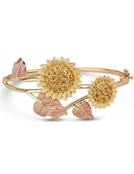 18k Gold Over Sterling Silver and Citrine Sunflower Bangle Bracelet