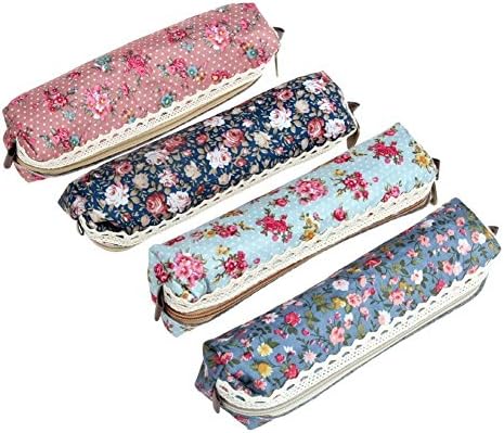 Deobox Canvas Pen Bag Pencil Case Pastorable 4 Flower Color,4 Pack