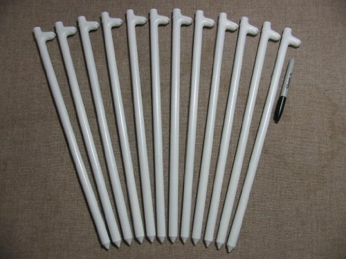 A 12 pack of White Wedding Tent Stakes (18 inches long) (Steel)