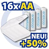 16 x Sanyo Eneloop Mignon Akkus Batterien AA in speziellen, robusten Akkuboxen von Lights and Energy NEUESTE VERSION HR-3UTGA 50% mehr LEBENSDAUER bis 1500 LADEZYKLEN
