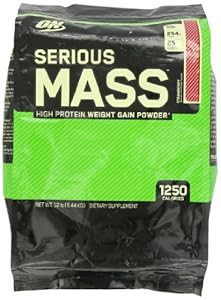 Optimum Nutrition Serious Mass Drink, Strawberry, 12 Pound