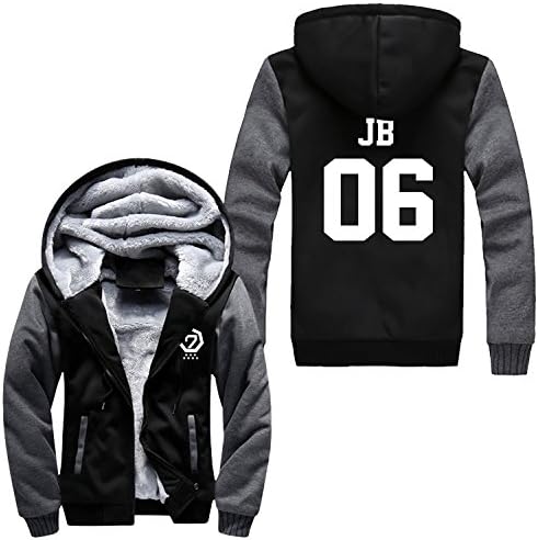 Kpop GOT7 All Members Unisex Super Warm Thicken Fleece Zip Up Hoodie Men's Coat