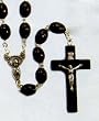 22" Silver Tone Rosary with 6mm Black Wood Beads, Virgin Mary Centerpiece, and Black Crucifix - Imported from ITALY 22" Silver Tone Rosary with 6mm Black Wood Beads, Virgin Mary Centerpiece, and Black Crucifix - Imported from ITALY