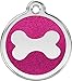 Red Dingo Stainless Steel with Glitter Pet I.D. Tag - Bone (hot pink, medium)
