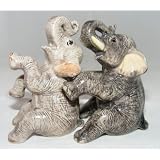 SALT and PEPPER Shakers ELEPHANTS Dark n Lt Gray Hug MINIATURE New Porcelain KLIMA L799