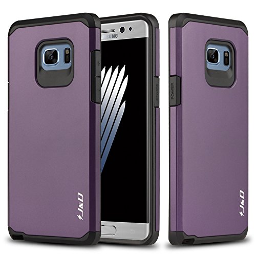 Samsung Galaxy Note 7 Case, J&D [ArmorBox] [Dual Layer] Hybrid Shock Proof Protective Rugged Case for Samsung Galaxy Note 7 - Purple