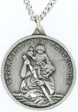 St. Christopher Cast Pewter Round Medal Pendant Necklaces