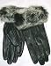 Genuine Soft Black Leather Waterproof Gloves Hand Trimmed with Real Mink Fur Cuff for Women and Teens