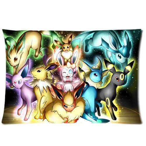 Custom Pokemon Pocket Monster Cute Eevee Pillowcase Soft Zippered Throw Pillow Cover Cushion Case Covers Fasfion Design Two Sides Printed 20x30 Pillows