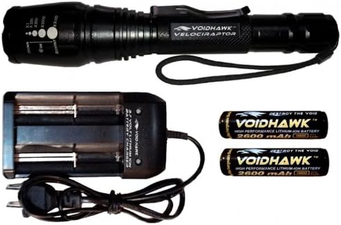 Brightest Rechargeable LED Flashlight - With Dual Channel Charger And (2) Rechargeable 18650 Li-Ion Batteries.