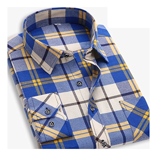 WHENOW Men's Classic Long Sleeve Plaid Shirt Button Down Shirt