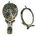 Ivenf Large Size Vintage Foldable Metal Handheld Oval Make-Up Mirror, Peacock Couple In Woods, Bronze