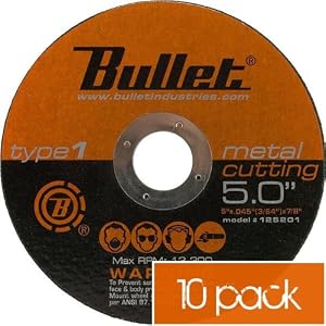 (10 pk) Abrasive Metal Cutting Wheels 5 x .045 x 7 8- Used for Iron, Non-Ferrous Metals,... by 